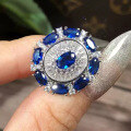 wholesale Metal material first: Zhuo Zhifan Jewelry New Blue Spinel Earrings Oval 4*6 High Carbon Diamond Ear Clips-0-3