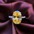 wholesale S925 Sterling Silver High Carbon Diamond Oval 9*13 Yellow Diamond White Diamond Pink Diamond Simple European and American Radiant Cut Ring-0-6