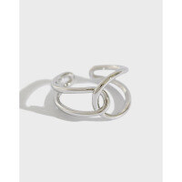 wholesale S925 Sterling Silver Openwork Hollow Ring, INS Minimalist Interwoven Crossed Lines-White Gold [No. 12/Adjustable] Opening adjustable