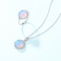 wholesale S925 Sterling Silver New Korean Style Opalescent Opal Pendant Choker Necklace with Delicate Pattern Wholesale-0-4