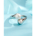 wholesale S925 Sterling Silver Freshwater Pearl Ring for Women, Small and Minimalist Design, Adjustable Luxury Statement Ring for Summer-0-2