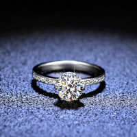 925 Sterling Silver Moissanite Six-Prong Crown Ring for Women Wholesale-1 carat (eight hearts and eight arrows zircon)  16 yards