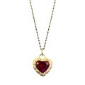 wholesale Metal S925 gold-plated ancient method garnet red peach heart pendant Chinese style gold necklace adjustable-0-4
