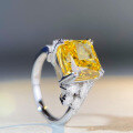 wholesale S925 Sterling Silver New Women's Original Design Fashion European and American Style Yellow Diamond Radiant Cut Ring Wholesale-0-1