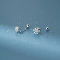 wholesale S925 Sterling Silver Fresh and Sweet Christmas Festive Lovely Single Diamond Snowflake Ear Studs M0589-0-4