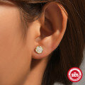 wholesale 925 Sterling Silver New Classic Minimalist Round C-Shape Diamond Stud Earrings, Korean Style-0-2
