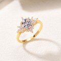wholesale S925 Silver Round Center Stone Sunflower Moissanite Ring for Women, Designer High-End Wedding Anniversary Best-Seller-0-1