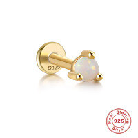 wholesale Sterling Silver 925 Opal Flat Head Threaded Ear Cartilage Piercing Jewelry for Women and Men-Gold Single #3