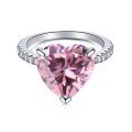 wholesale S925 Sterling Silver Pink Heart High-Carbon Diamond Ring Light Luxury Vintage Premium Clearance Style-0-10