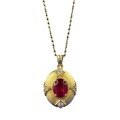 wholesale S925 Gold-Plated Silver Ancient Method Garnet Wire Drawing Pendant Adjustable Chinese Style Gold Necklace-0-4
