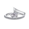wholesale S925 Sterling Silver Korean Japanese Light Luxury Pear-Shaped Diamond Ring for Women, Minimalist and Fashionable Waterdrop Ring Set-0-11