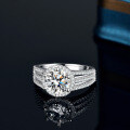 S925 Silver 2ct Moissanite Three-Row Fashion Women's Ring-0-1