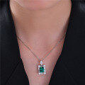 wholesale Jewelry New 2ct Zambian Color Lab-Grown Emerald 7*9 Necklace European and American Collarbone Chain in Metal with 40+5-0-2
