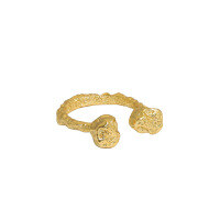 wholesale S925 Sterling Silver 483 Korean Version INS Minimalist Style Niche Design Double Bone Texture Adjustable Ring for Women-Korean K Gold [No. 13/Adjustable] Opening adjustable