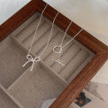 wholesale S925 Sterling Silver OT Buckle Bow Long Pendant Necklace for Women, Korean Spring and Summer New Arrival, Minimalist Design Sense Sweater Chain-0-2