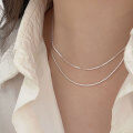 wholesale S925 Sterling Silver Plain Chain Sideways Necklace for Women, Light Luxury Layering Versatile DIY Pendant Foundation Chain Bamboo Link Chain-0-4