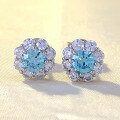 wholesale S925 silver new small and delicate 50-point versatile flower bud earrings elegant and fashionable ear studs-0-1