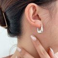 wholesale S925 Sterling Silver Heavy Work U-Shaped Oval Earrings for Women, Small and Minimalist, Versatile and High-End Stud Earrings-0-2