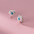 wholesale S925 Sterling Silver Blue Diamond Heart Ear Cuff Ins Style Fresh Design Heart-shaped Earrings for Women M04765-0-2