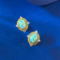 wholesale S925 Gold-Plated Silver Opal Dreamy Blue Palace Style Luxury Earrings, a Hot Seller on Xiaohongshu-0-2