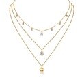 wholesale S925 Silver & Moissanite Cross-Border Hit Layering Necklace, Tarnish-Free, High-End Long Gold Chain, Light Luxury Niche-0-1