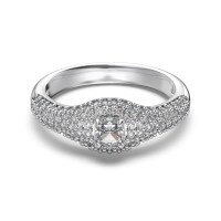 wholesale S925 Sterling Silver Korean Cross-Border Ring for Women, High-End Round Zirconia Full Diamond Inlay Design, Light Luxury Ins Silver Bead Ring-DY121248-SW-WH 7