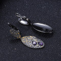 wholesale S925 Sterling Silver Designer Earrings with Natural Amethyst, Georgian Elegance, Falling Petals-0-2