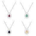 wholesale S925 Silver New Fashionable Design Light Luxury Gemstone Necklace French Romance Inlaid with Natural Colored Gemstone Pendant-0-4