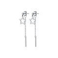 wholesale S925 Sterling Silver Five-Point Star Earrings for Women, Korean Style Two-Way Geometric Internet-Famous Tassel Earrings M01158-0-4