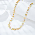 wholesale 18k Gold Plated Silver 45mm Round D Color Moissanite Paperclip Necklace in Vintageins-0-3