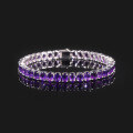 wholesale S925 Sterling Silver Two-Tone Tennis Chain Jewelry with Natural Amethyst Oval Gemstone Bracelet-0-3