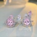 wholesale S925 Sterling Silver TikTok Live Hot-Sale Women's Ring with Teardrop Pink Zircon 3-Carat Crystal Gemstone Wholesale and Dropshipping-0-1