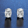 PT950 Gold Plated 925 Sterling Silver Moissanite Stud Earrings-0-0
