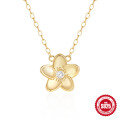 wholesale 925 Sterling Silver Flower Pendant Diamond Inlay Collarbone Chain Sweet Lovely Women's Necklace-0-0