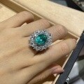 wholesale 925 Sterling Silver Lab-Grown Paraiba Ring, a Trendy and Minimalist High-End Women's Jewelry Piece Selling Hot on Xiaohongshu-0-0