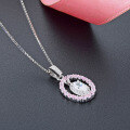 wholesale S925 Sterling Silver Oval Light Luxury Pendant for Women, Mature Style, Diamond-Inlaid Personality Silver Necklace Pendant Jewelry Wholesale Supply-0-3