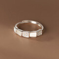 wholesale 990 Silver Nalan Ins Style Shell Inlaid Diamond Quadrilateral Ring New Design Sense Index Finger Ring R00704-0-1