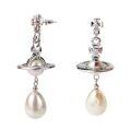 wholesale Metal material, cross-border hit pearl 3D water drop Saturn earrings for women, trendy Euro-American light luxury versatile minimalist high-end ear accessories-0-4