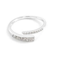 wholesale S925 Sterling Silver Zircon Geometric Ring Fashion Simple Gentle Versatile Adjustable Open Ring-Platinum