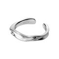 wholesale Sterling Silver Textured Streamline Ring, INS Style Irregular Rivulet Wrinkle Texture, Influencer Minimalist Band R01172-0-4