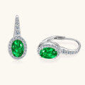 wholesale S925 Silver Vintage Palace Style Ear Clips with High-End Emerald Oval Micro-Setting Luxury Cross-Border Ear Jewelry-0-2