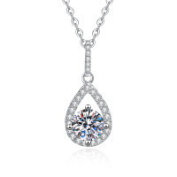 Metal Pendant Cross-Border Angel Tears Drop Moissanite Necklace-6.5mm high-carbon stone  925 silver