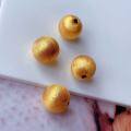 wholesale Sterling Silver Gold-Plated Brushed Round Beads DIY Bracelet Necklace Accessories Spacer Beads Lucky Beads Handmade Cord Loose Beads-0-0