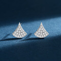 18K Rose Gold Plated S925 Sterling Silver Exquisite Full-Diamond Fan-Shaped Skirt Earrings for Women-0-1