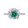 wholesale S925 Silver New Style Imported High Carbon Diamond 6*6 Paraiba Green Ring for Women,ins-0-4