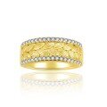 wholesale 18k gold-plated S925 silver Buccellati-style filigree wheat leaf full moissanite eternity ring for women-0-4