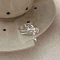 wholesale S925 Sterling Silver Korean Version Timeless Bow Ring Women's Light Luxury Fashion Versatile Irregular Ring High-End Sense-0-5
