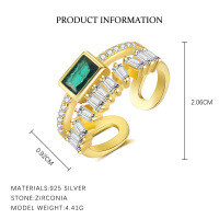 wholesale S925 Sterling Silver Cross-border European And American Style Women's Ring With Micro-set Zircon, Fashionable, Elegant, And Light Luxury Open Design-K2253_Gold/Adjustable