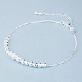wholesale S925 silver European and American classic single-layer fifteen-chain bead ankle bracelet with a fresh matte chain bead-0-1