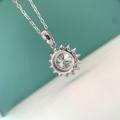 wholesale 925 Sterling Silver Light Luxury Niche Moissanite Sunflower Pendant Necklace for Women, Advanced and Versatile Snowflake Collarbone Chain Jewelry-0-1